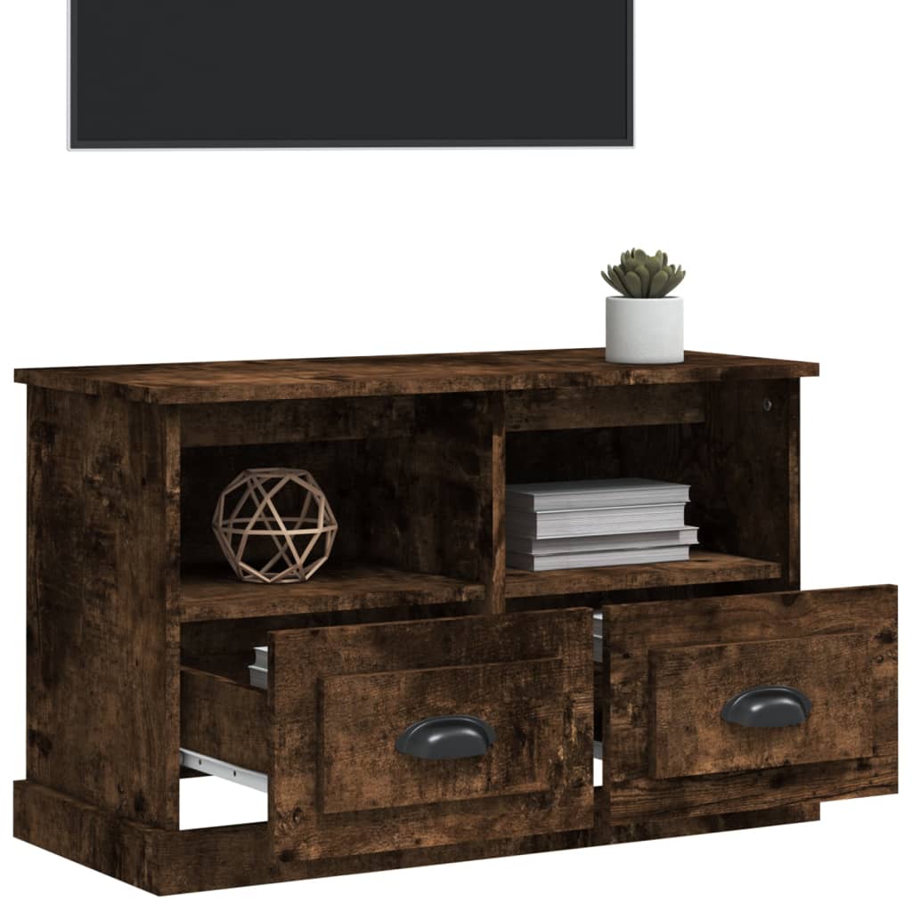 Meuble TV chêne fumé 80x35x50 cm bois d'ingénierie - XIOS