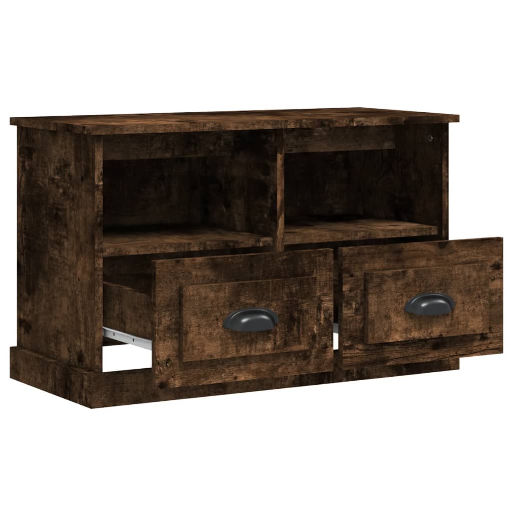 Meuble TV chêne fumé 80x35x50 cm bois d'ingénierie - XIOS