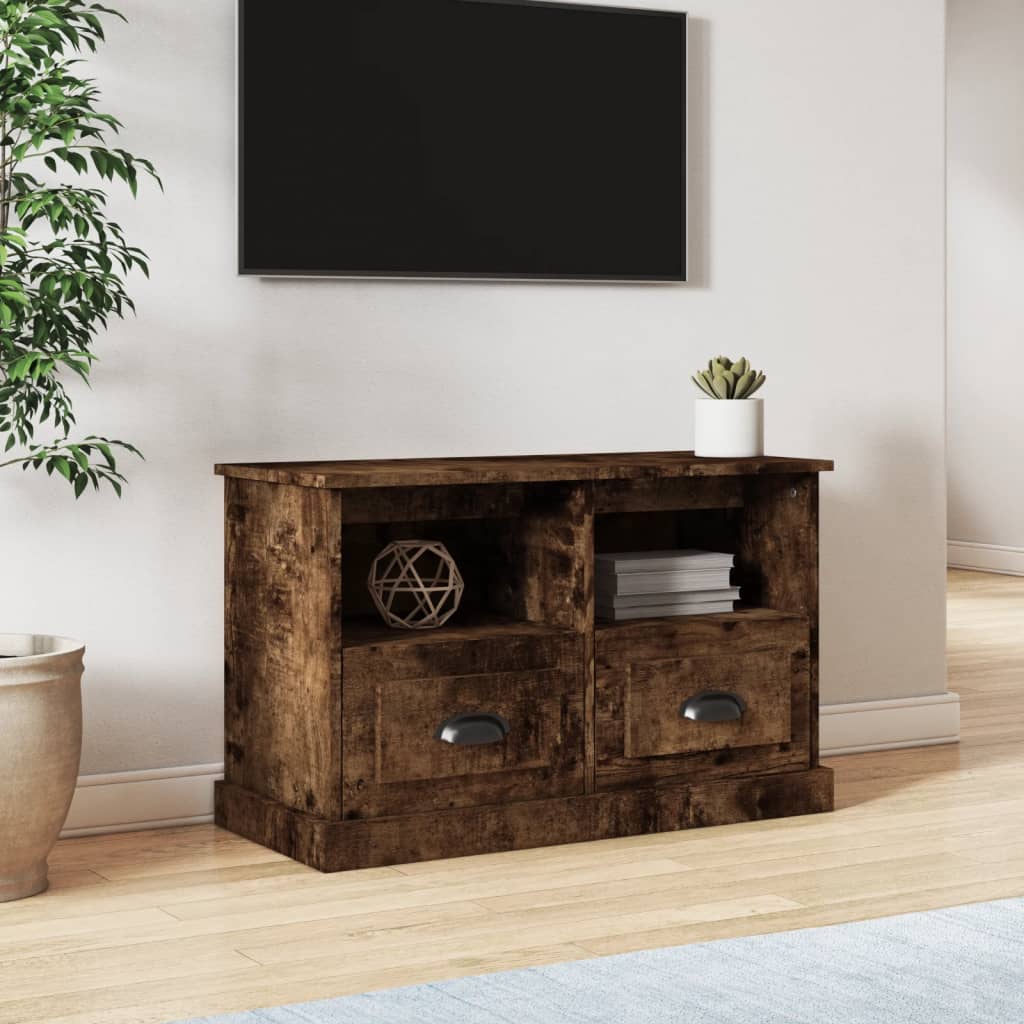 Meuble TV chêne fumé 80x35x50 cm bois d'ingénierie - XIOS