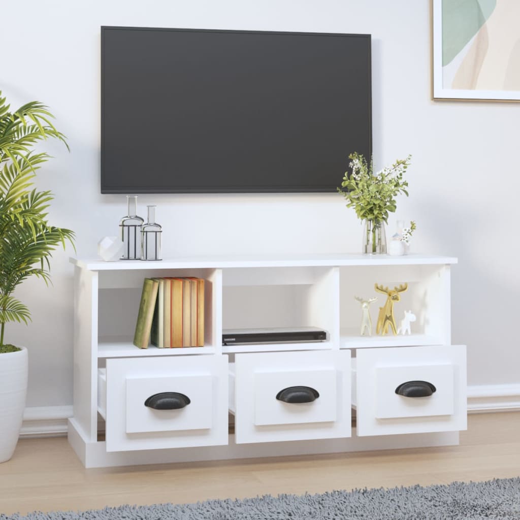 Meuble TV blanc 100x35x50 cm bois d'ingénierie - XIOS