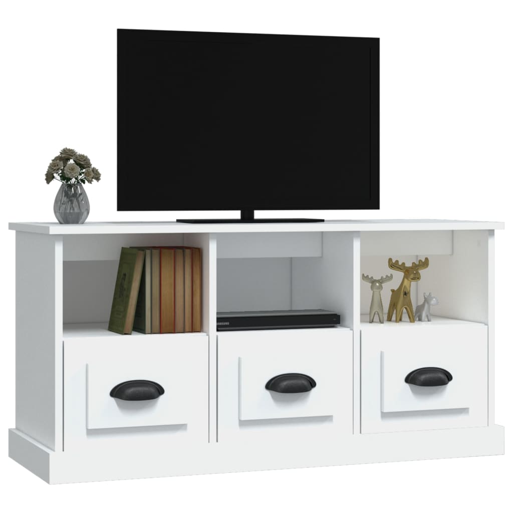 Meuble TV blanc 100x35x50 cm bois d'ingénierie - XIOS