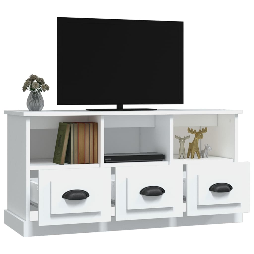 Meuble TV blanc 100x35x50 cm bois d'ingénierie - XIOS