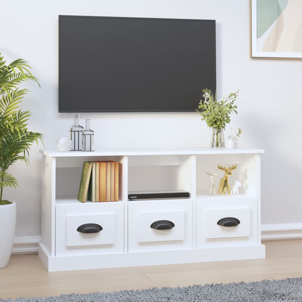 Meuble TV blanc 100x35x50 cm bois d'ingénierie - XIOS