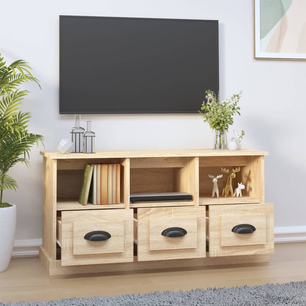 Meuble TV chêne sonoma 100x35x50 cm bois d'ingénierie - XIOS
