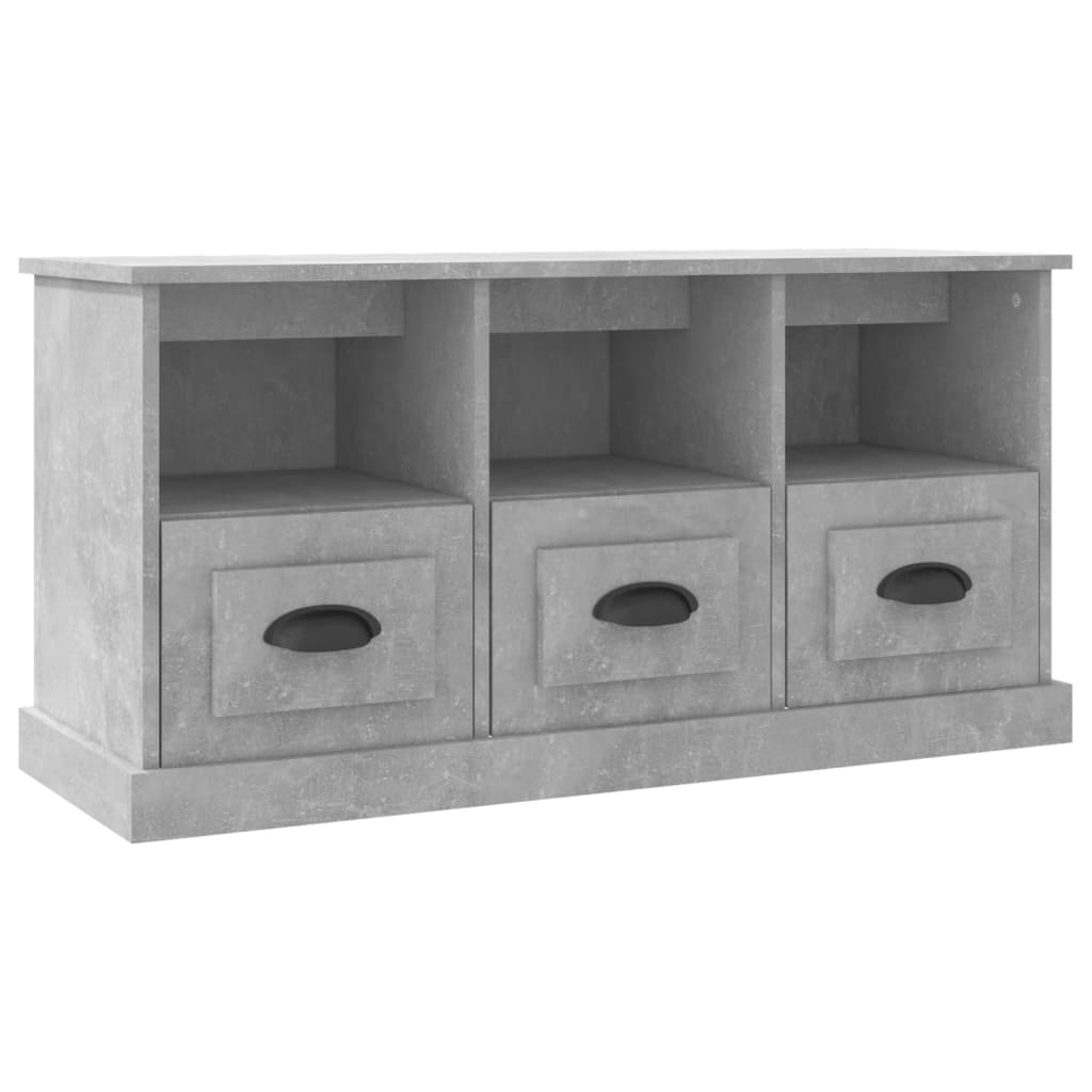 Meuble TV gris béton 100x35x50 cm bois d'ingénierie - XIOS