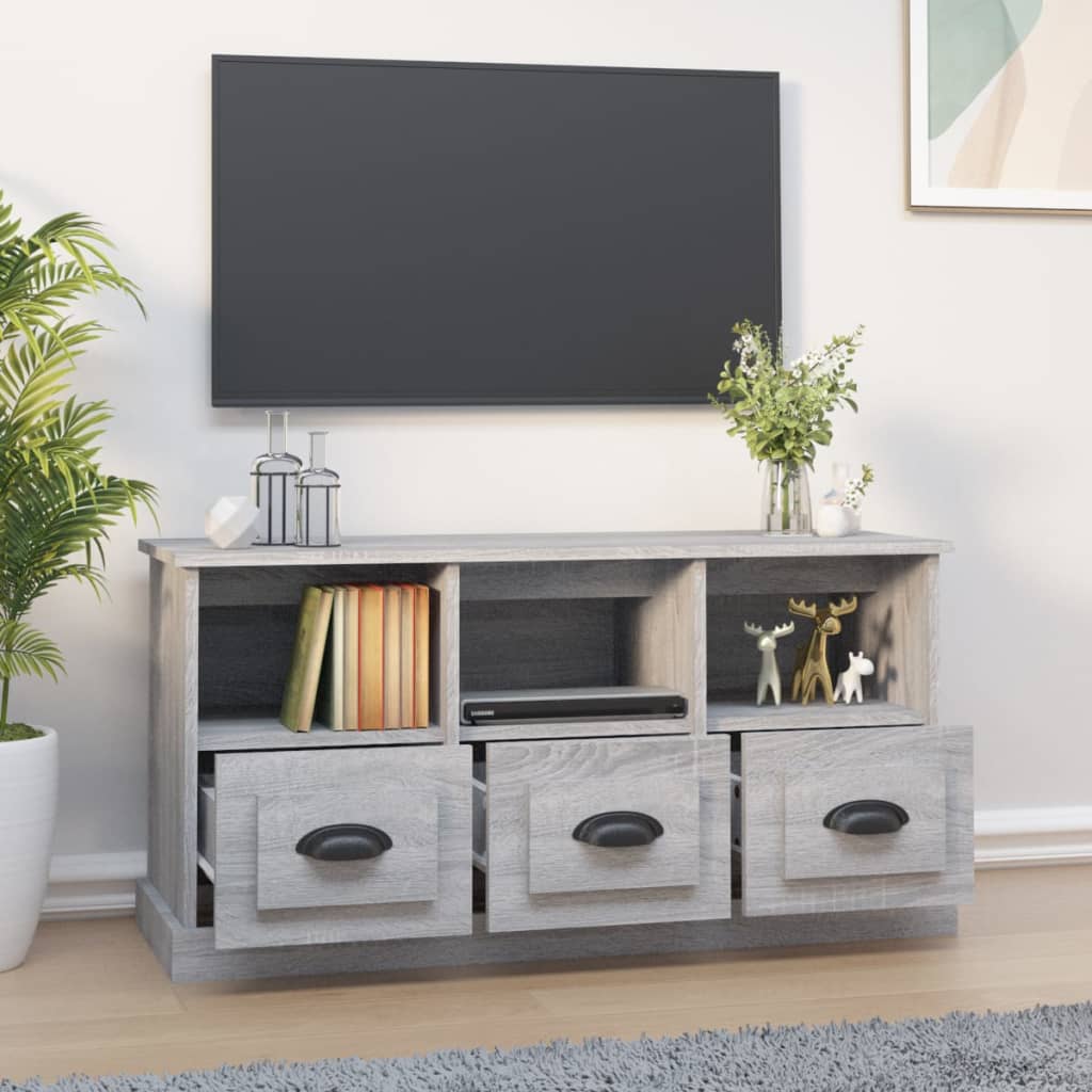Meuble TV sonoma gris 100x35x50 cm bois d'ingénierie - XIOS
