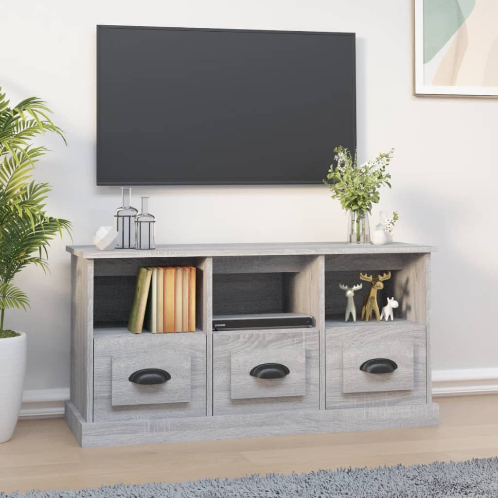 Meuble TV sonoma gris 100x35x50 cm bois d'ingénierie - XIOS