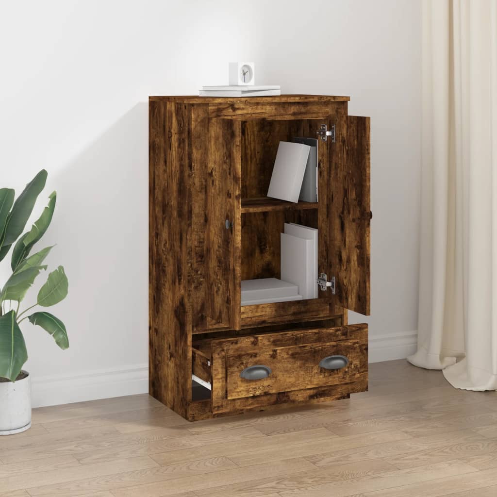Buffet haut chêne fumé 60x35,5x103,5 cm bois d'ingénierie - XIOS