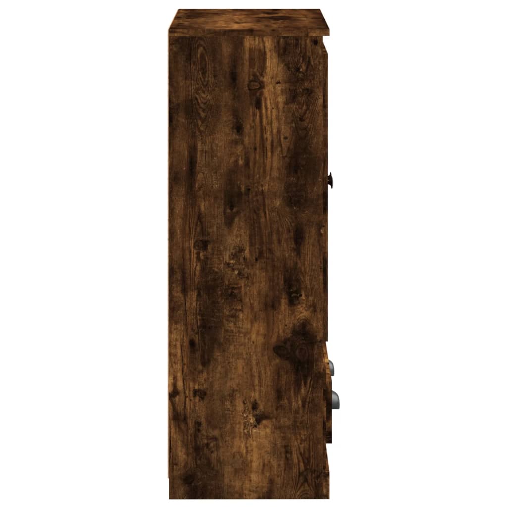 Buffet haut chêne fumé 60x35,5x103,5 cm bois d'ingénierie - XIOS
