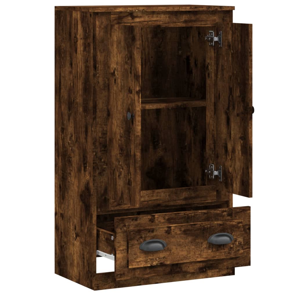 Buffet haut chêne fumé 60x35,5x103,5 cm bois d'ingénierie - XIOS