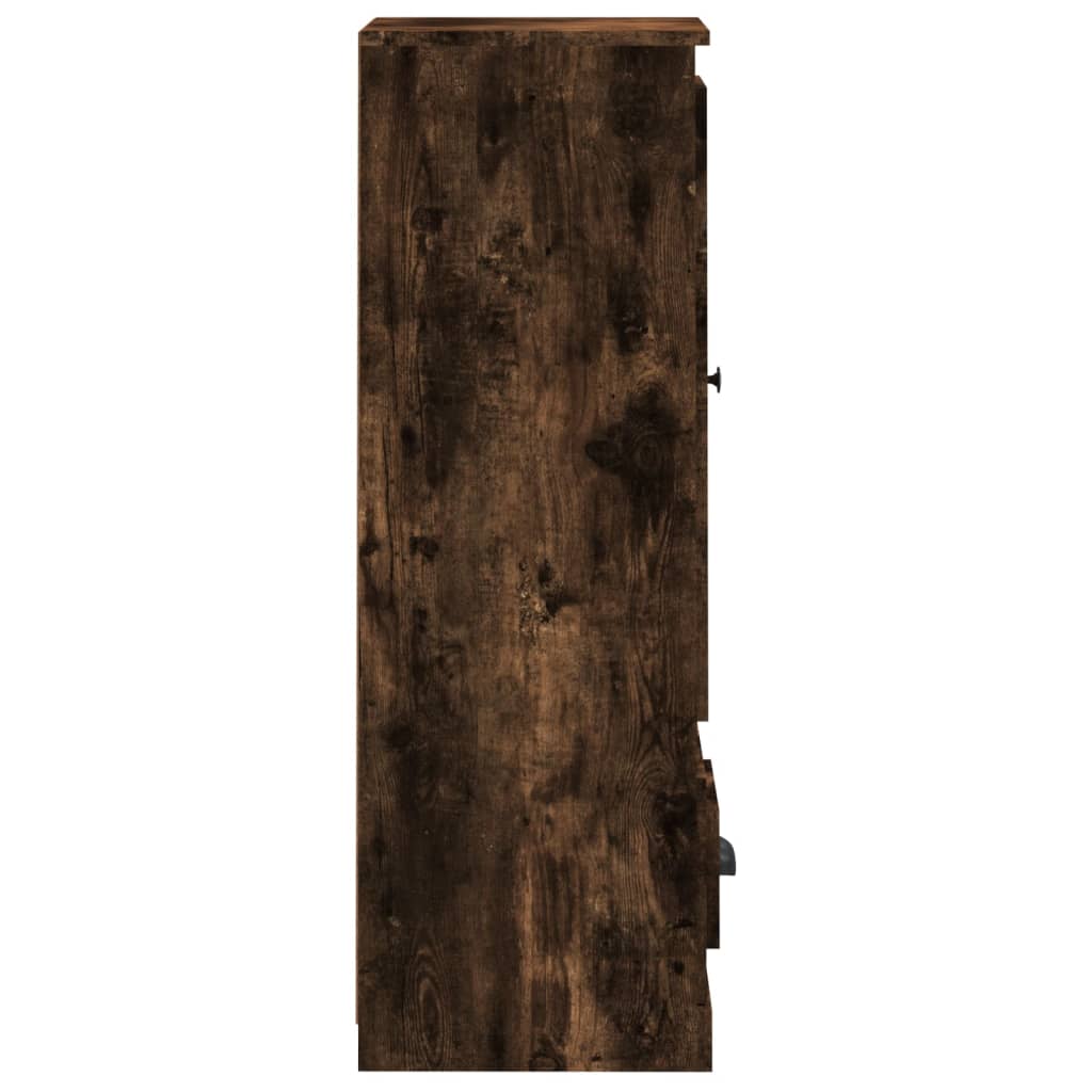 Buffet haut chêne fumé 36x35,5x103,5 cm bois d'ingénierie - XIOS