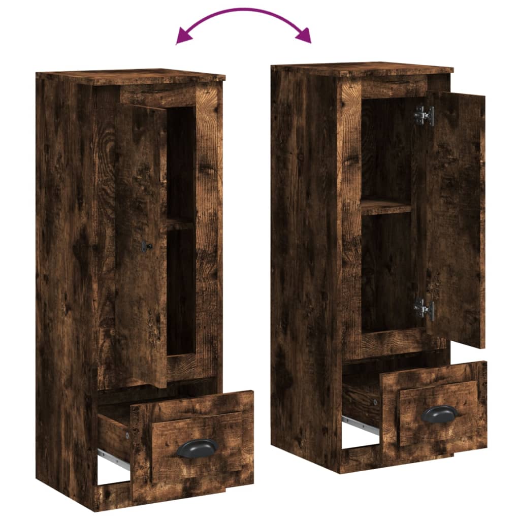 Buffet haut chêne fumé 36x35,5x103,5 cm bois d'ingénierie - XIOS