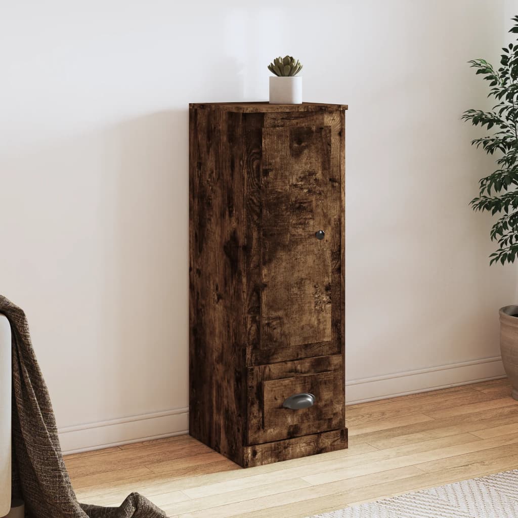 Buffet haut chêne fumé 36x35,5x103,5 cm bois d'ingénierie - XIOS