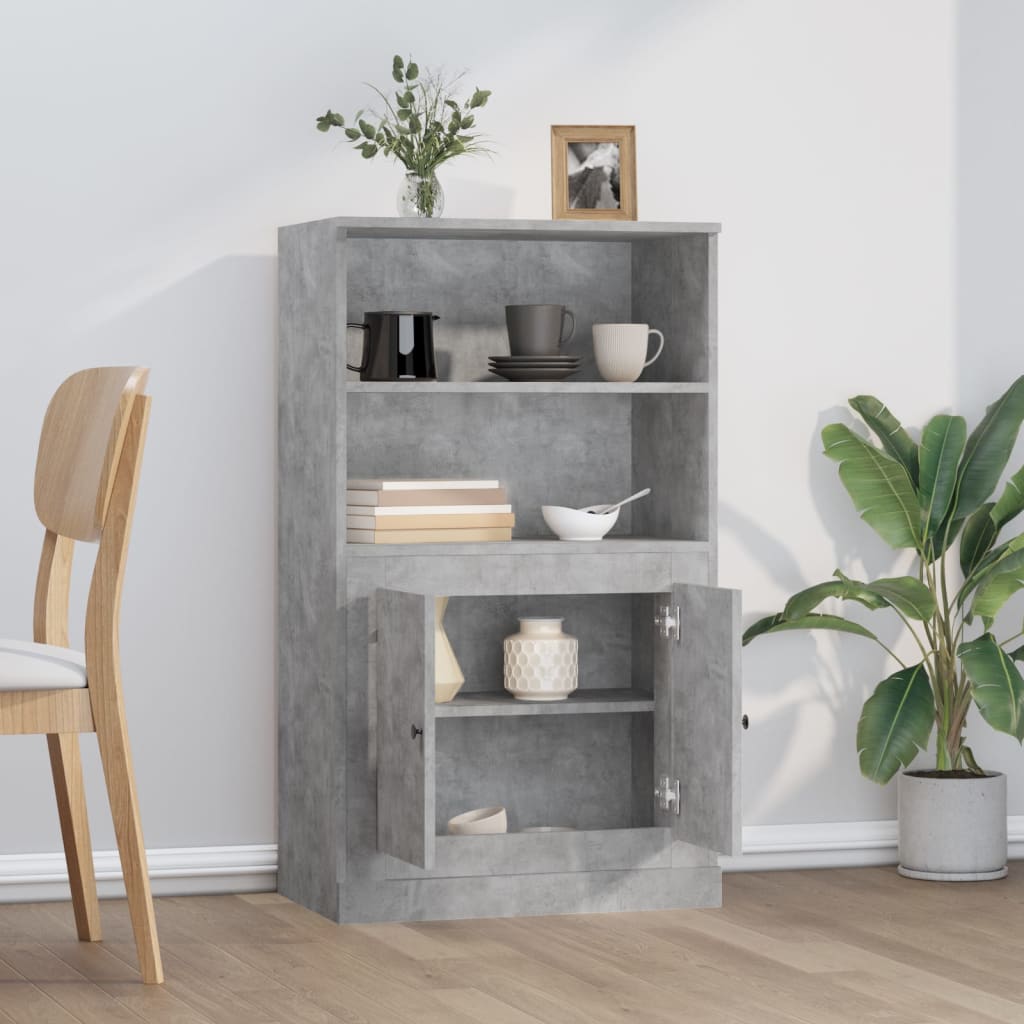 Buffet haut gris béton 60x35,5x103,5 cm bois d'ingénierie - XIOS