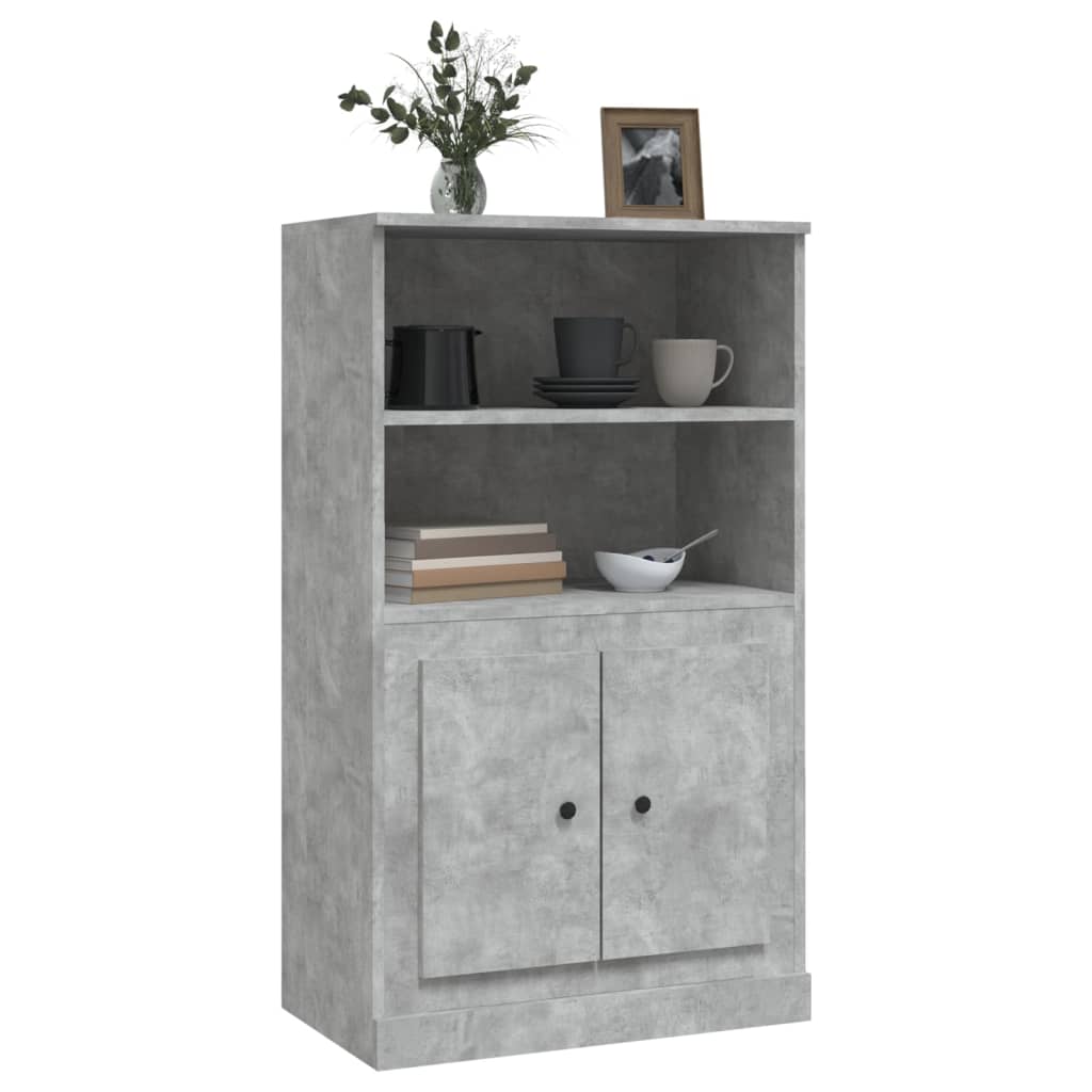 Buffet haut gris béton 60x35,5x103,5 cm bois d'ingénierie - XIOS