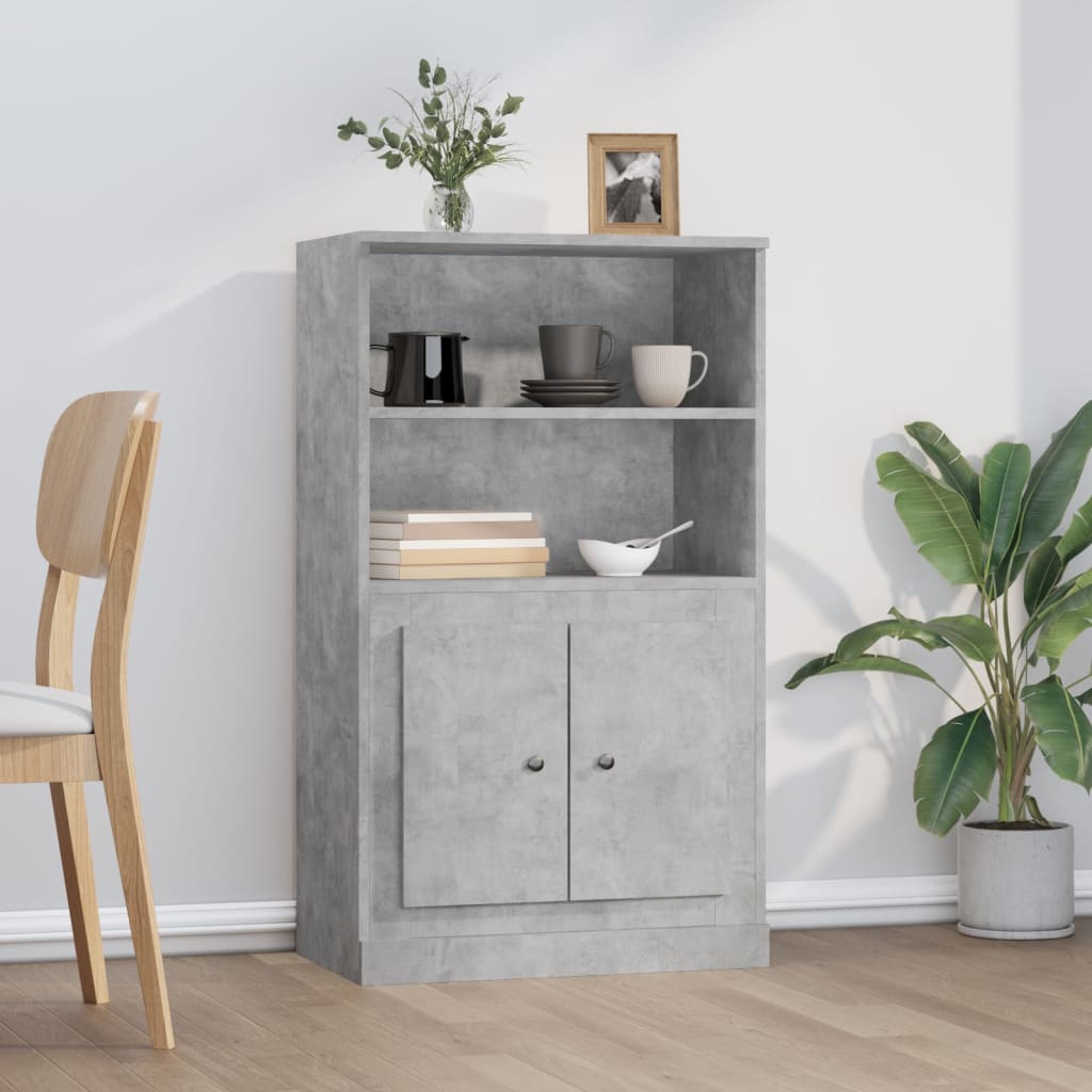 Buffet haut gris béton 60x35,5x103,5 cm bois d'ingénierie - XIOS