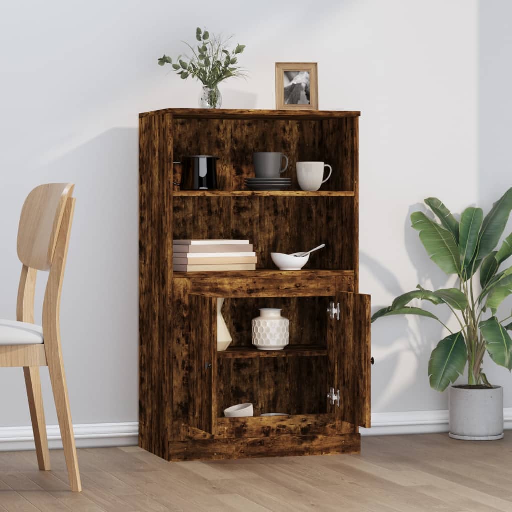 Buffet haut chêne fumé 60x35,5x103,5 cm bois d'ingénierie - XIOS
