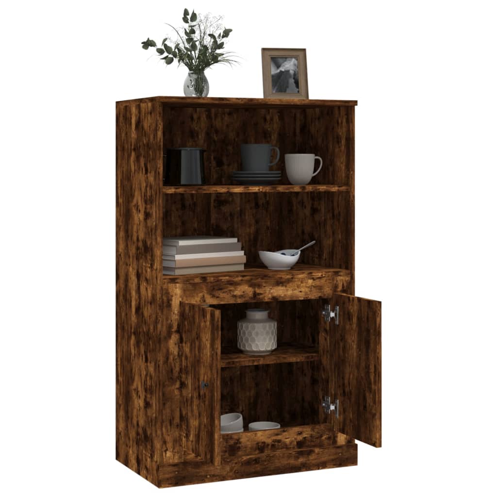 Buffet haut chêne fumé 60x35,5x103,5 cm bois d'ingénierie - XIOS