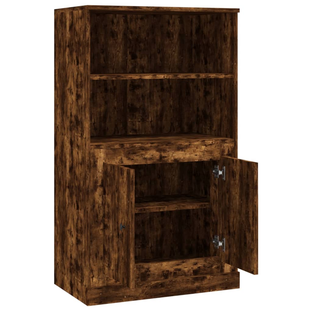 Buffet haut chêne fumé 60x35,5x103,5 cm bois d'ingénierie - XIOS