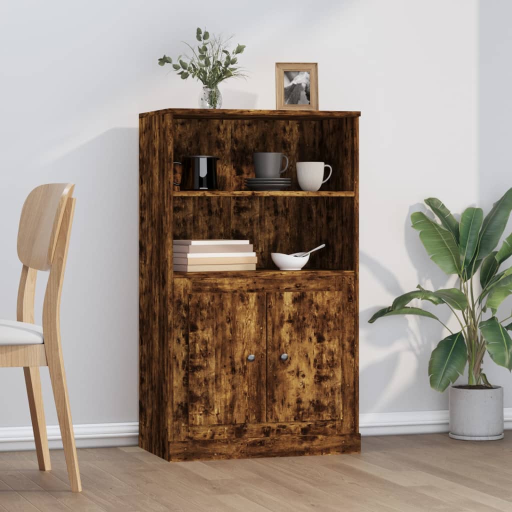 Buffet haut chêne fumé 60x35,5x103,5 cm bois d'ingénierie - XIOS
