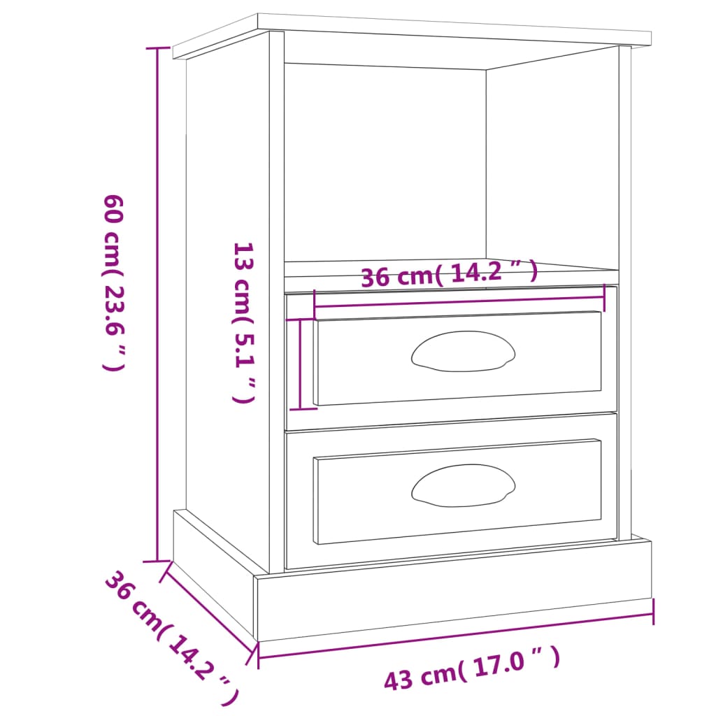 Table de chevet blanc 43x36x60 cm - XIOS