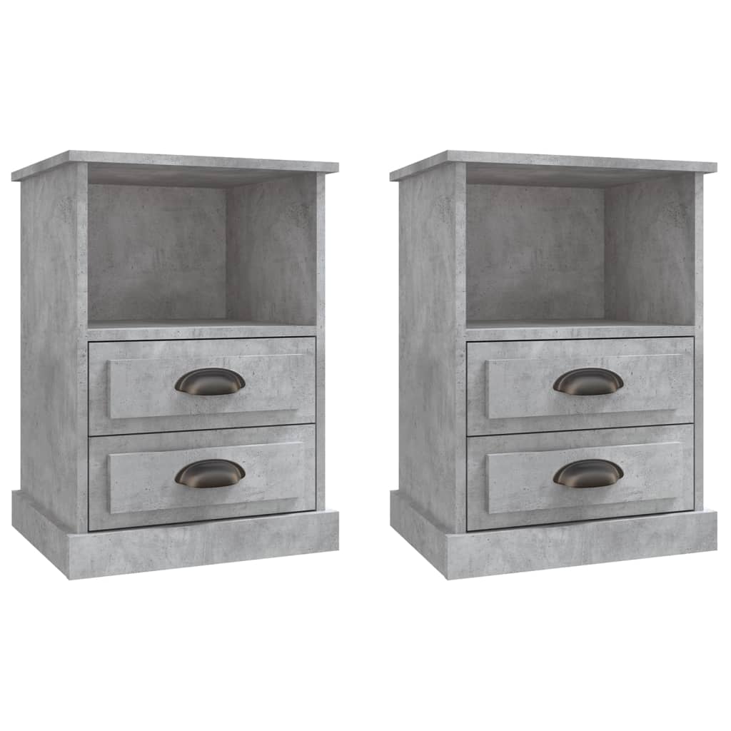 Tables de chevet 2 pcs gris béton 43x36x60 cm - XIOS