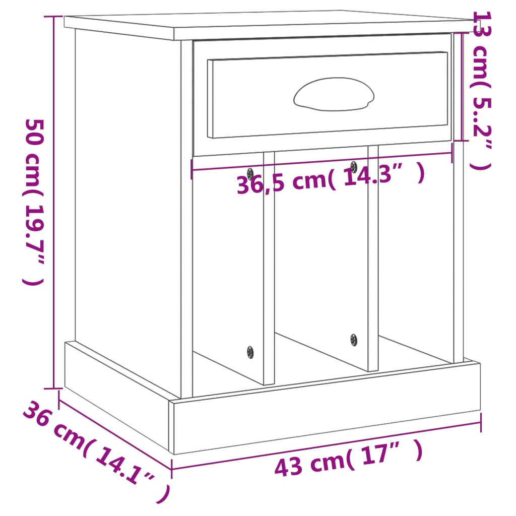 Tables de chevet 2 pcs chêne fumé 43x36x50 cm - XIOS
