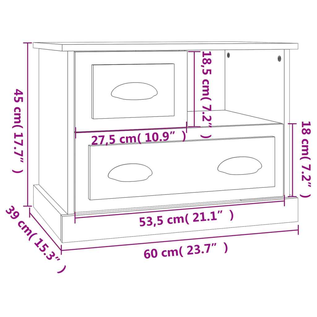 Table de chevet chêne sonoma 60x39x45 cm - XIOS