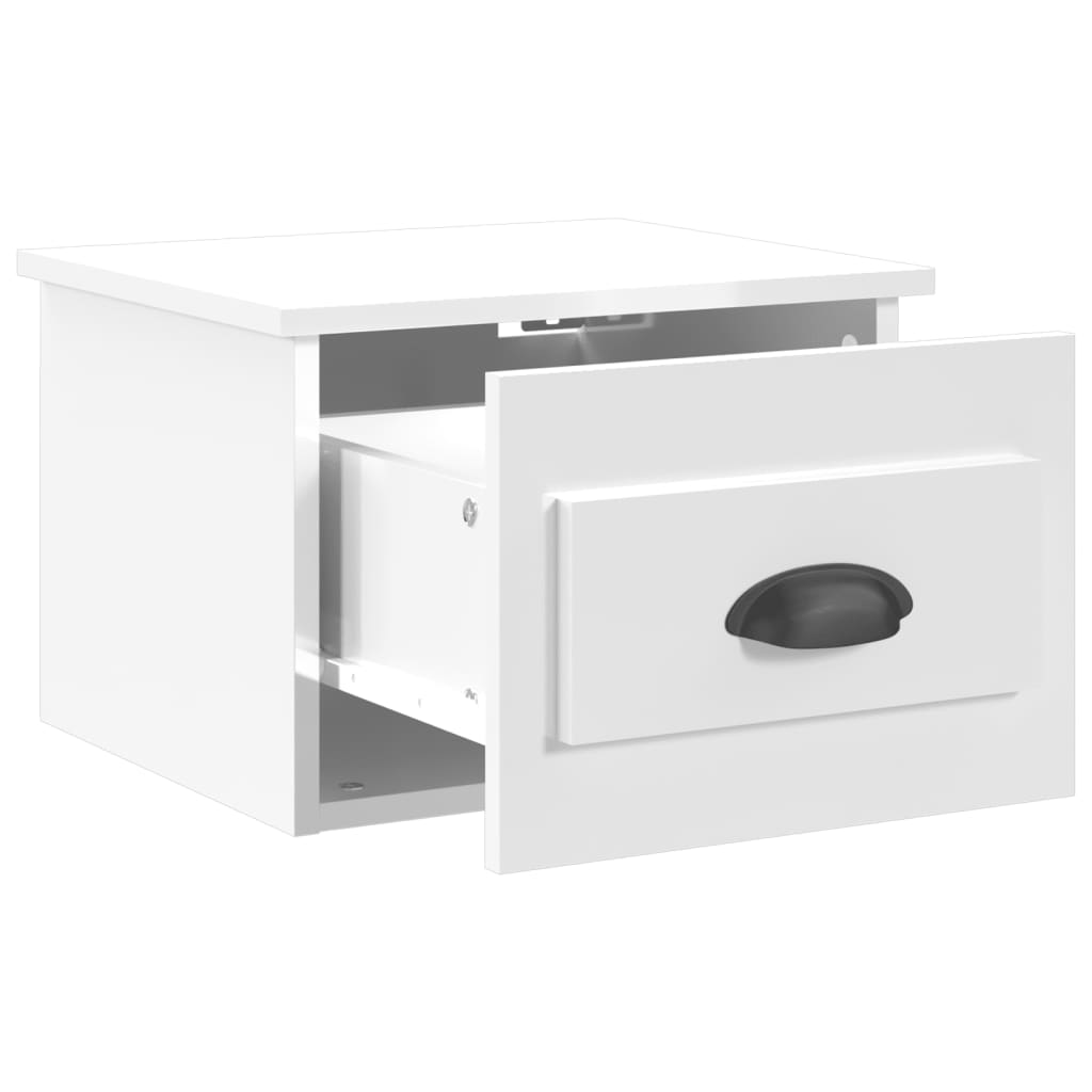Table de chevet murale blanc brillant 41,5x36x28 cm - XIOS