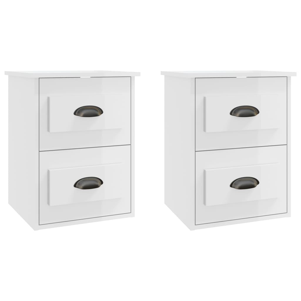 Tables de chevet murales 2 pcs blanc brillant 41,5x36x53 cm - XIOS