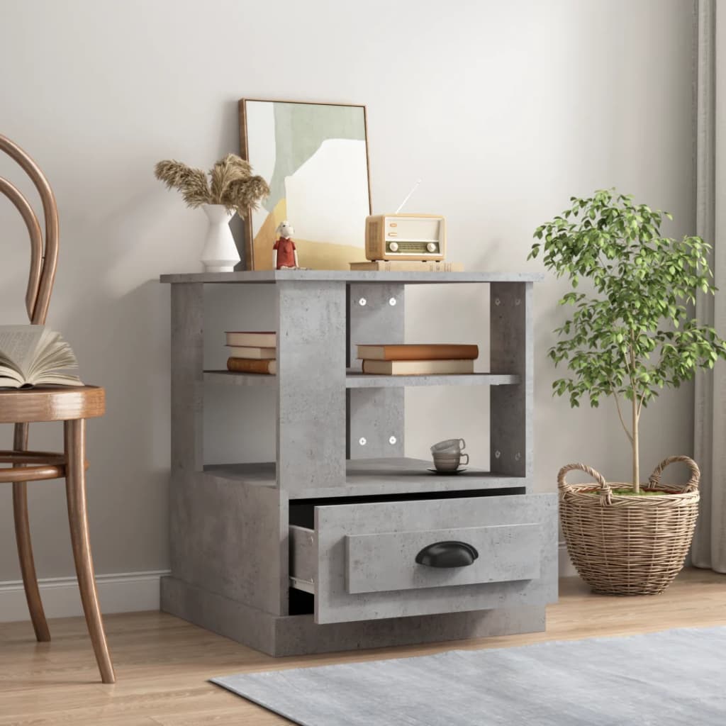 Table d'appoint gris béton 50x50x60 cm bois d'ingénierie - XIOS