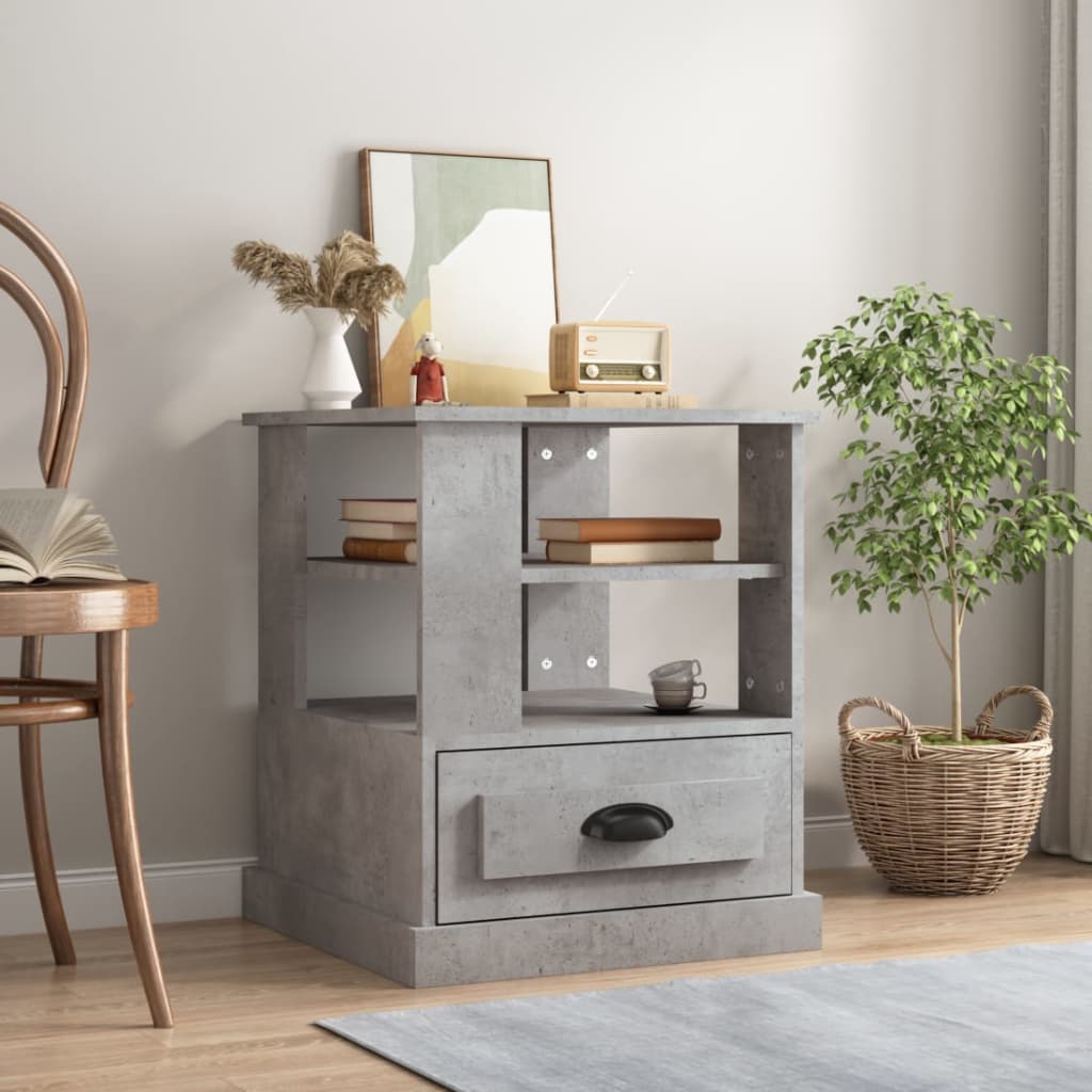 Table d'appoint gris béton 50x50x60 cm bois d'ingénierie - XIOS