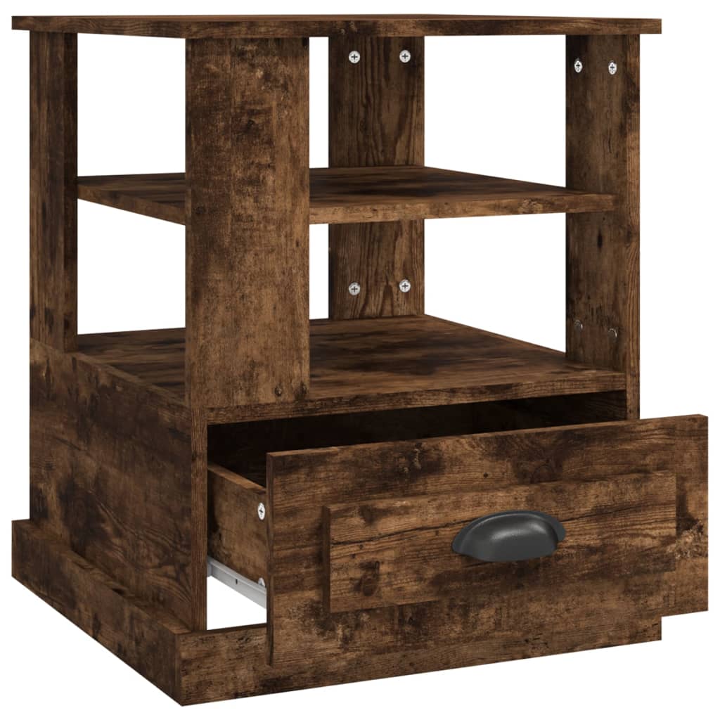 Table d'appoint chêne fumé 50x50x60 cm bois d'ingénierie - XIOS