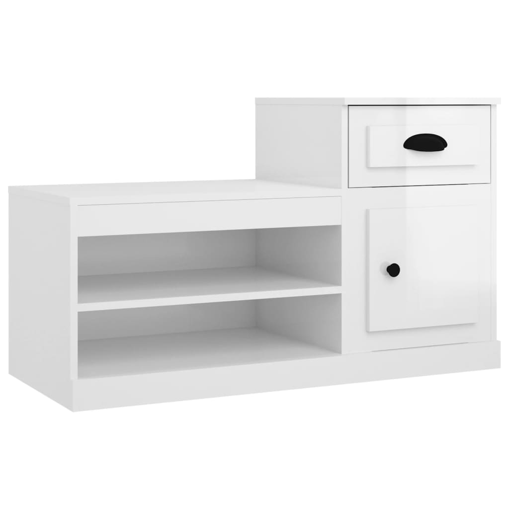 Armoire à chaussure blanc brillant 100x42x60 cm bois ingénierie - XIOS
