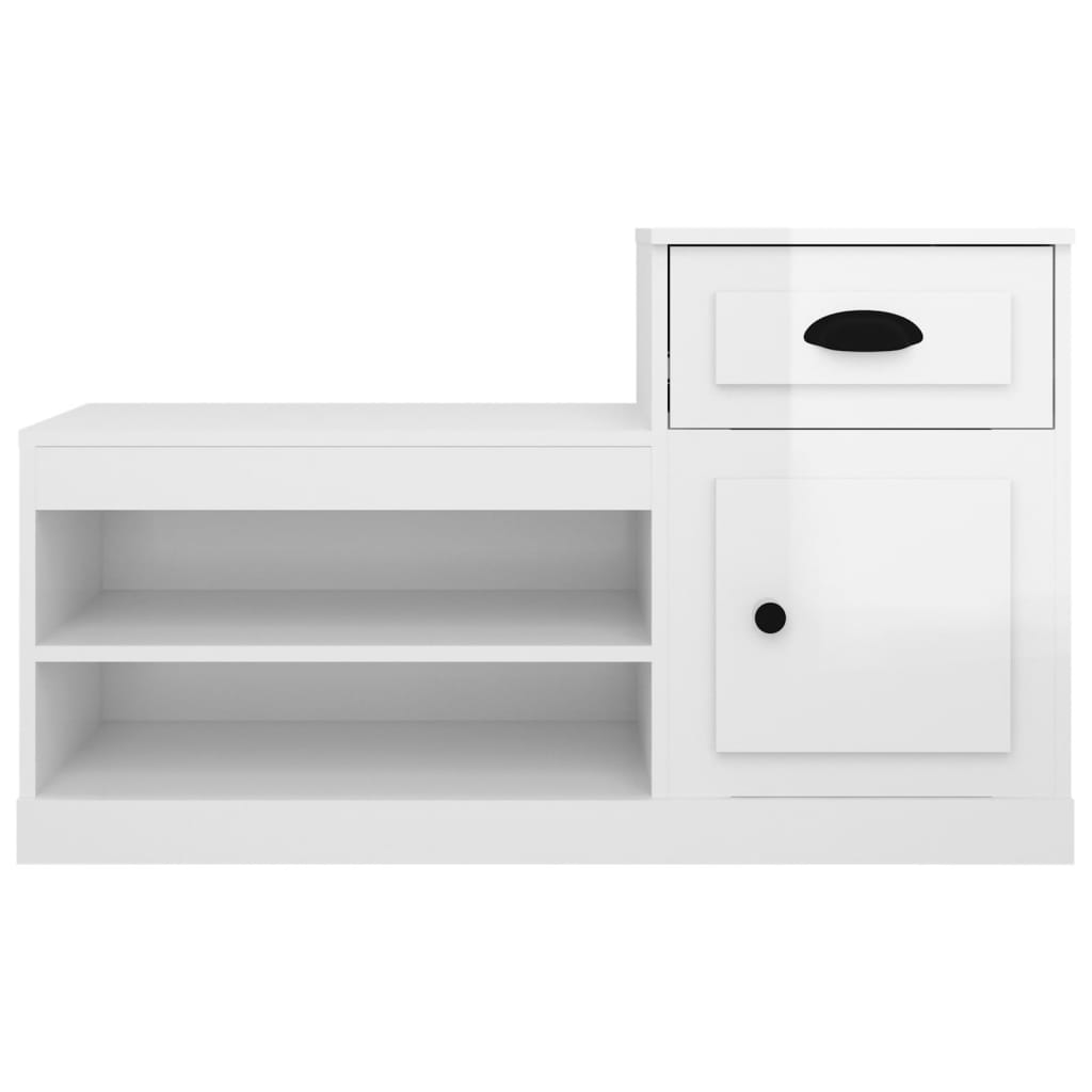 Armoire à chaussure blanc brillant 100x42x60 cm bois ingénierie - XIOS