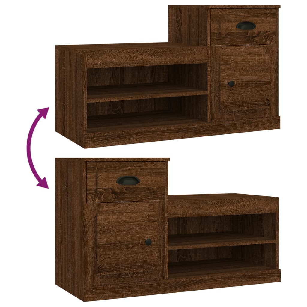 Armoire à chaussures chêne marron 100x42x60cm bois d'ingénierie - XIOS