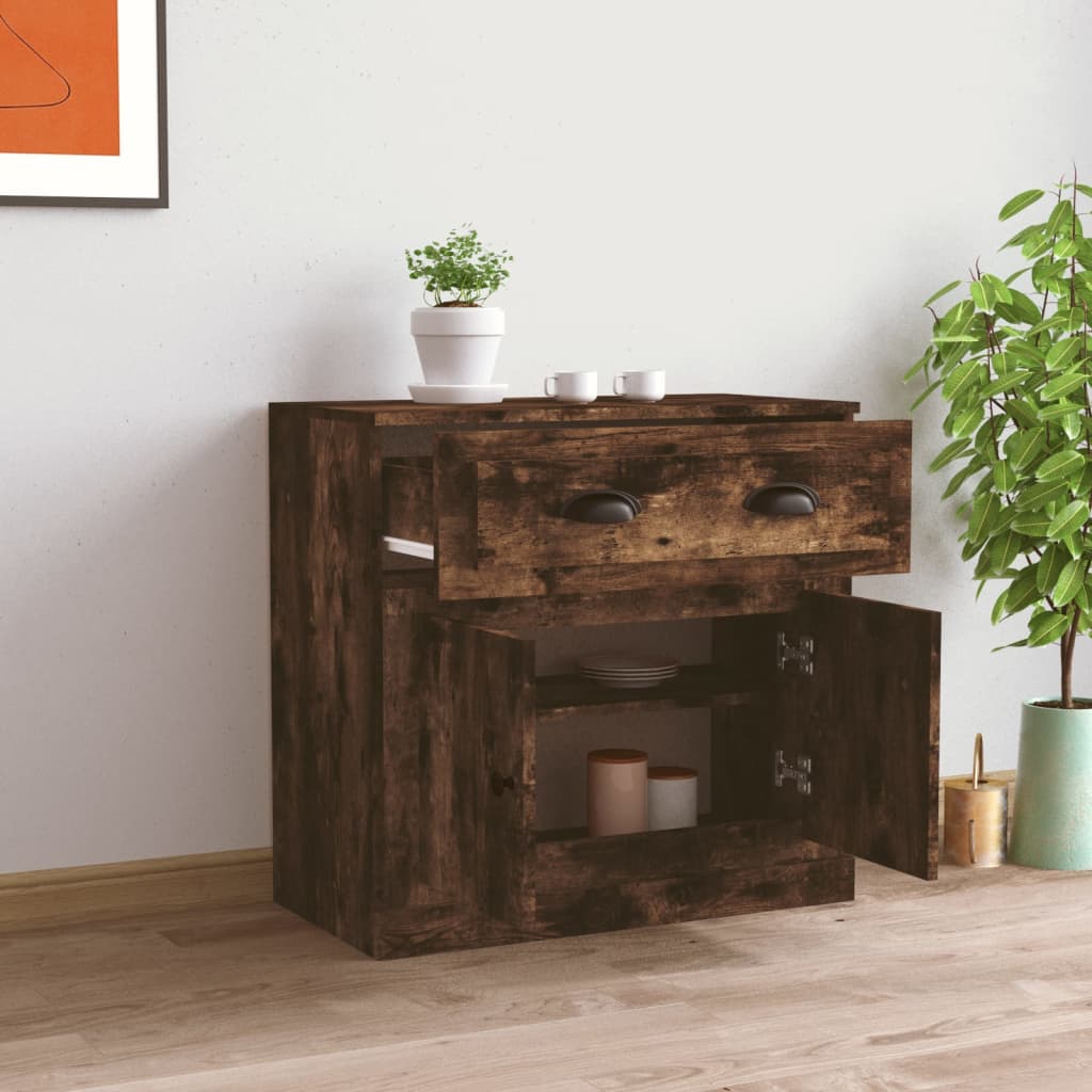 Buffet chêne fumé 70x35,5x67,5 cm bois d'ingénierie - XIOS