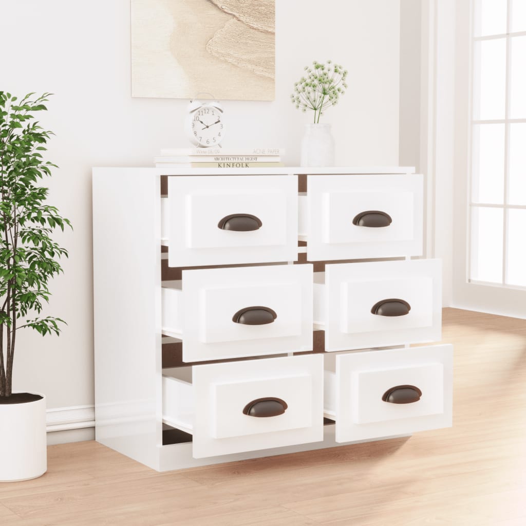 Buffet blanc brillant 70x35,5x67,5 cm bois d'ingénierie - XIOS