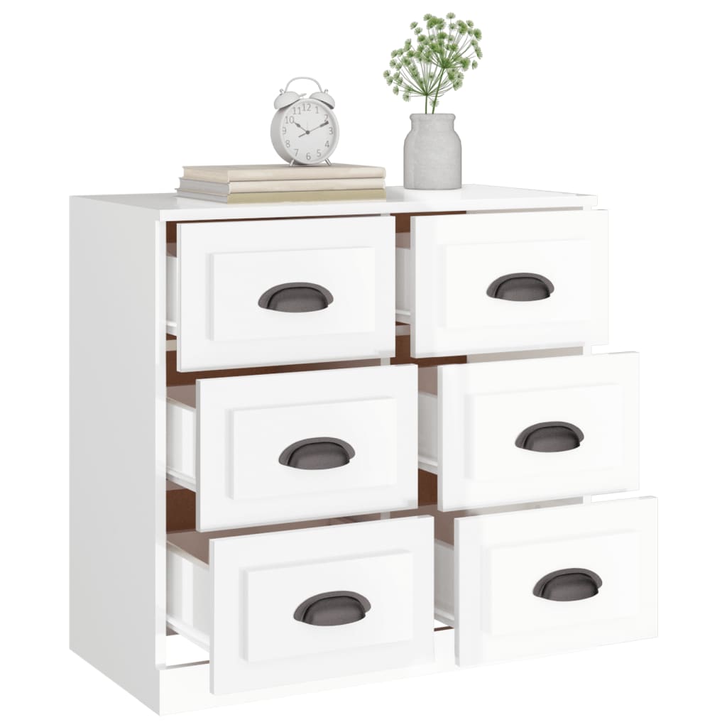 Buffet blanc brillant 70x35,5x67,5 cm bois d'ingénierie