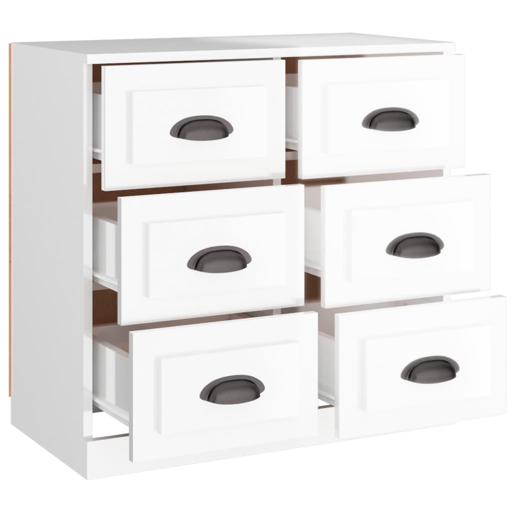 Buffet blanc brillant 70x35,5x67,5 cm bois d'ingénierie