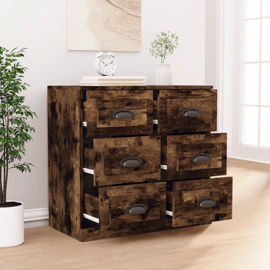 Buffet chêne fumé 70x35,5x67,5 cm bois d'ingénierie - XIOS