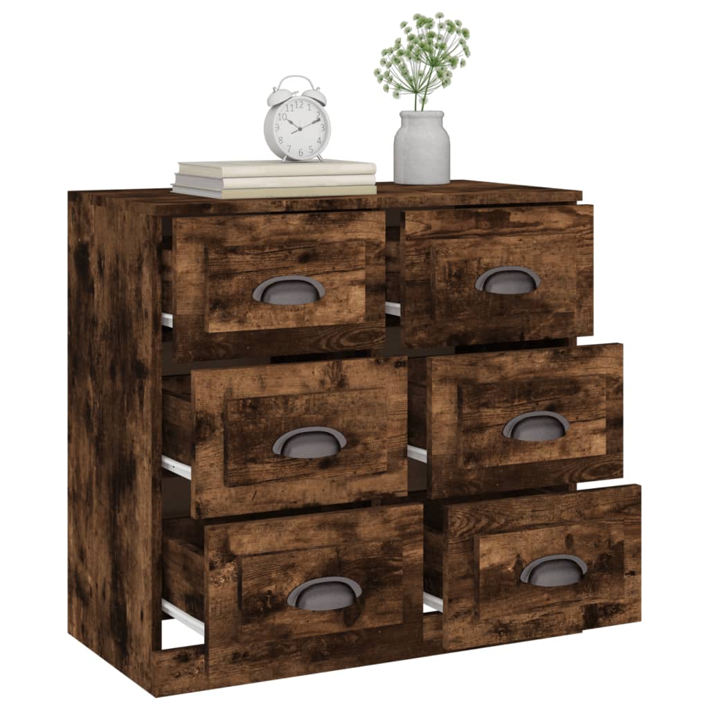 Buffet chêne fumé 70x35,5x67,5 cm bois d'ingénierie - XIOS