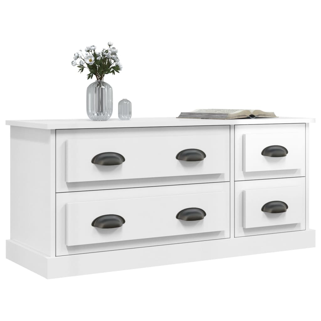 Meuble TV blanc brillant 100x35,5x45 cm bois d'ingénierie - XIOS