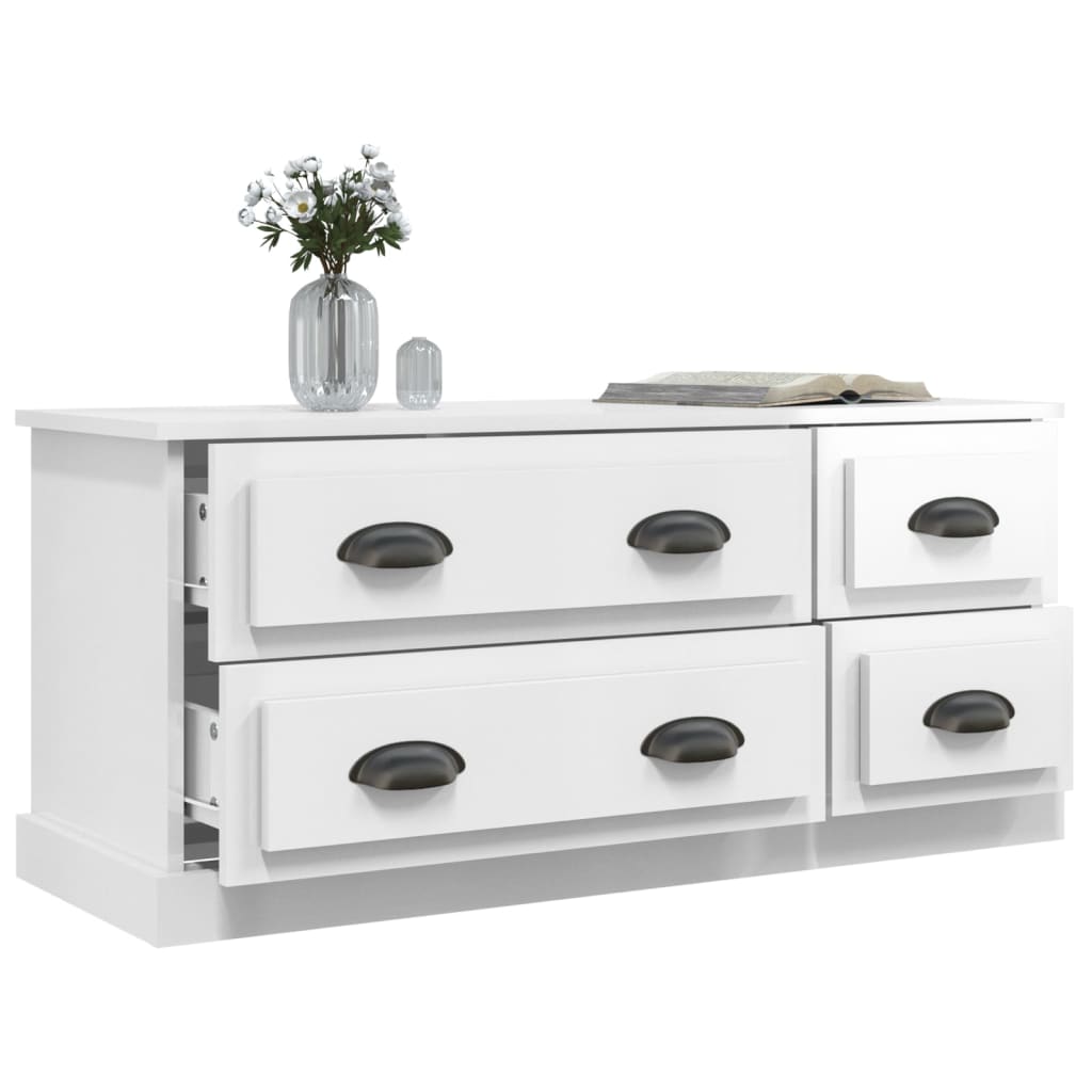 Meuble TV blanc brillant 100x35,5x45 cm bois d'ingénierie - XIOS