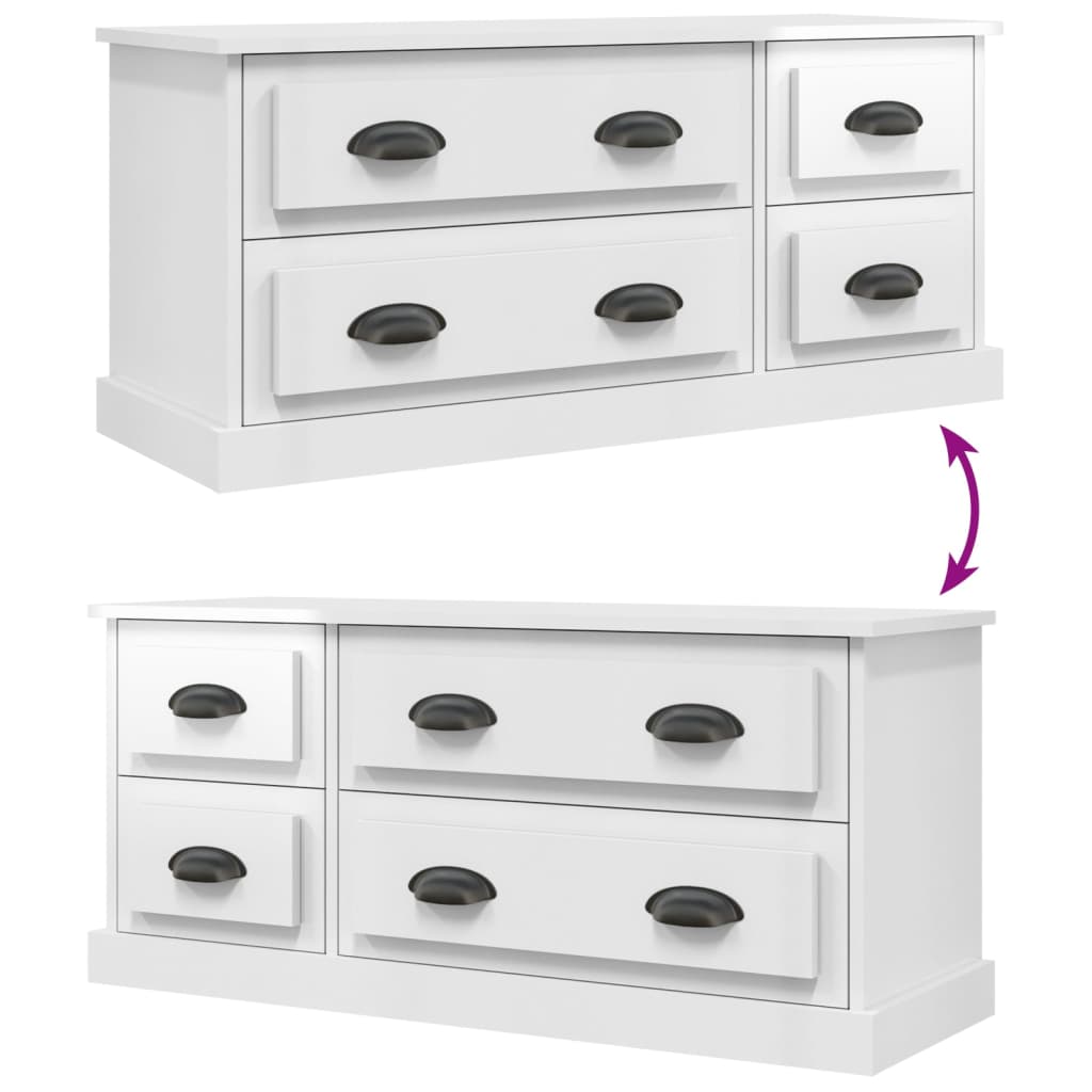 Meuble TV blanc brillant 100x35,5x45 cm bois d'ingénierie - XIOS