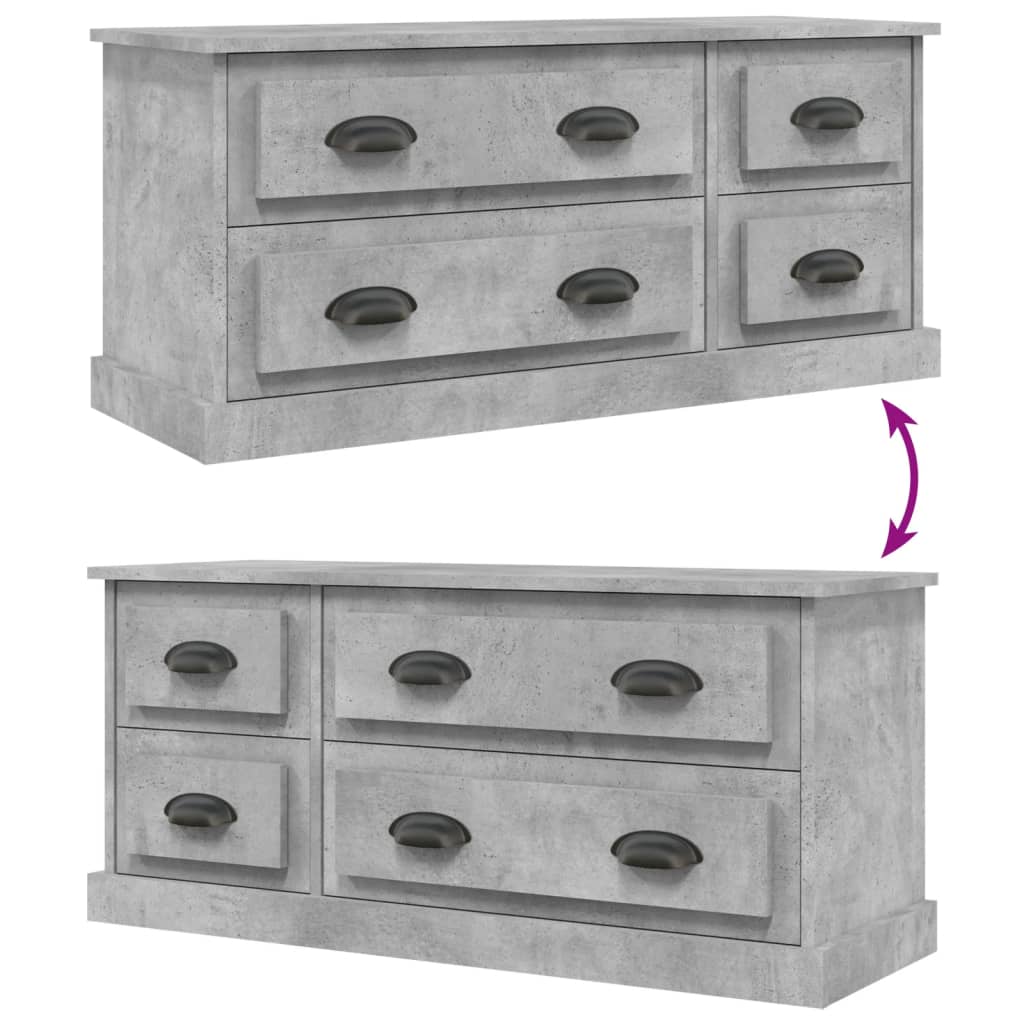 Meuble TV gris béton 100x35,5x45 cm bois d'ingénierie - XIOS