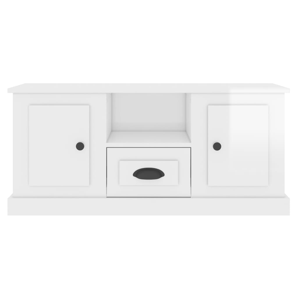 Meuble TV blanc brillant 100x35,5x45 cm bois d'ingénierie - XIOS