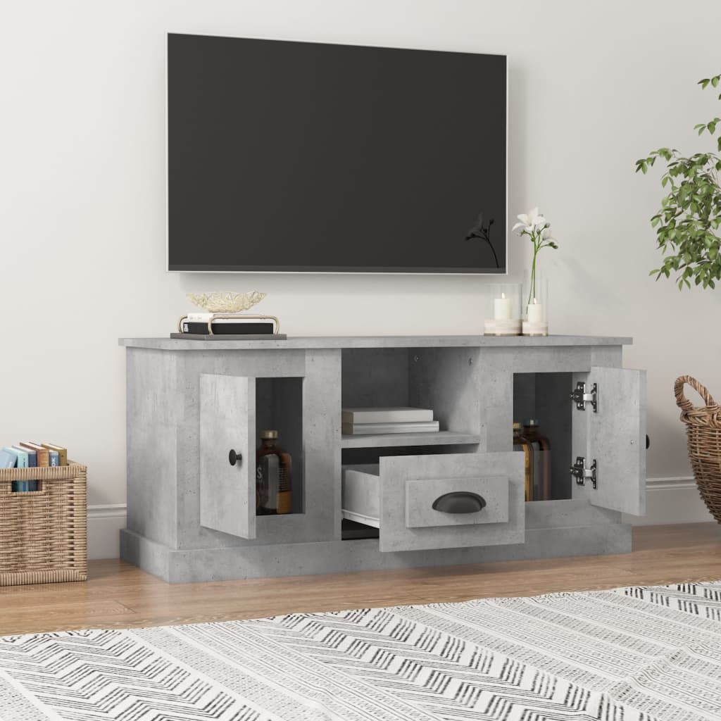 Meuble TV gris béton 100x35,5x45 cm bois d'ingénierie - XIOS