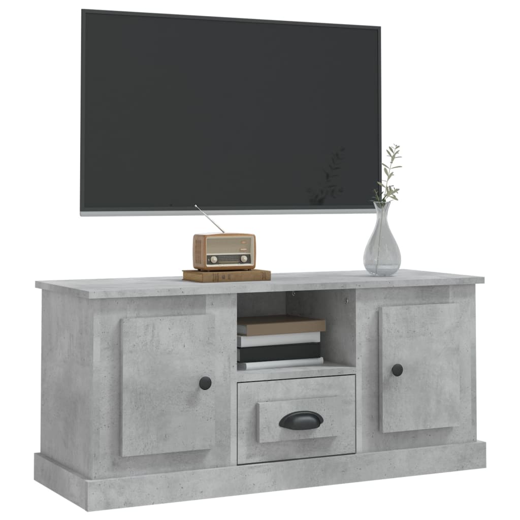 Meuble TV gris béton 100x35,5x45 cm bois d'ingénierie - XIOS
