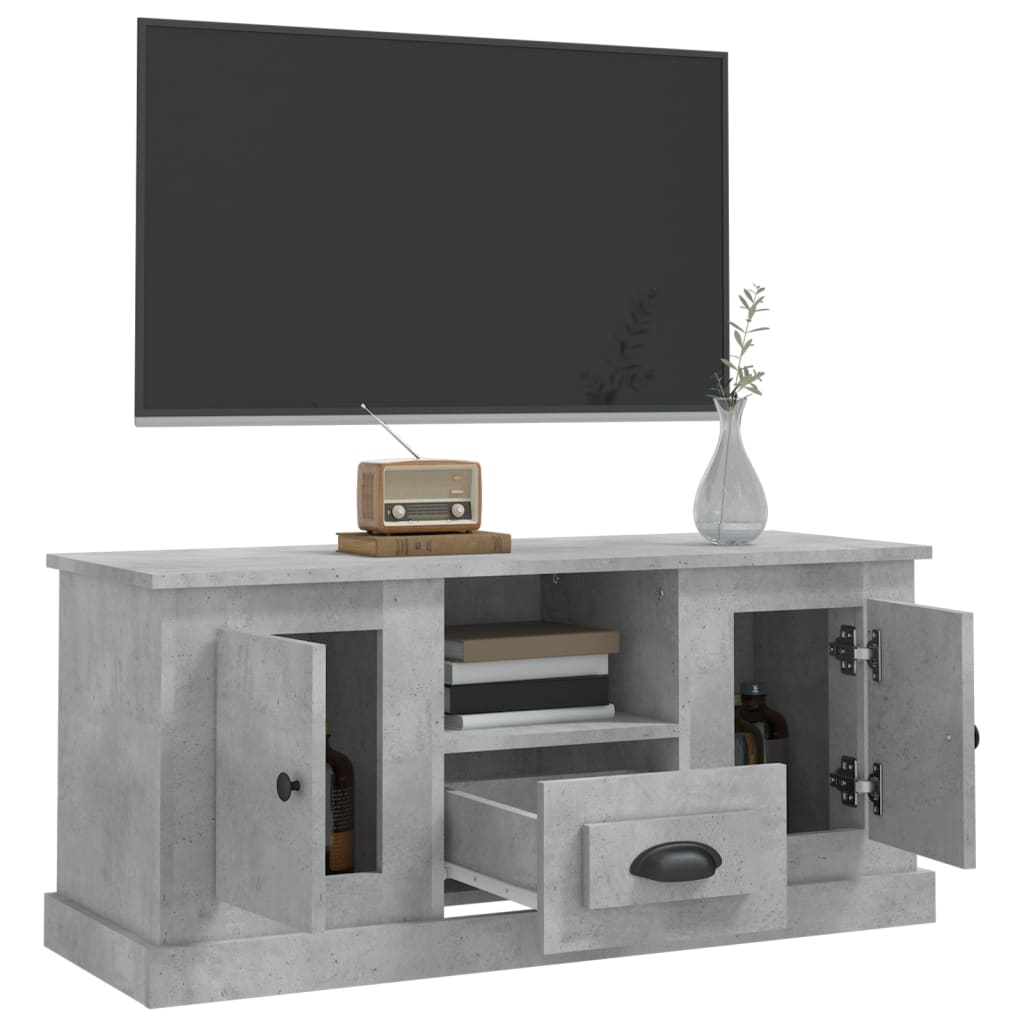 Meuble TV gris béton 100x35,5x45 cm bois d'ingénierie - XIOS